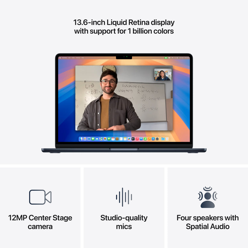 13-инчов MacBook Air: Apple M4 чип с 10-ядрен CPU и 10-ядрен GPU, 256GB SSD, 24GB RAM, International English - Midnight CTO