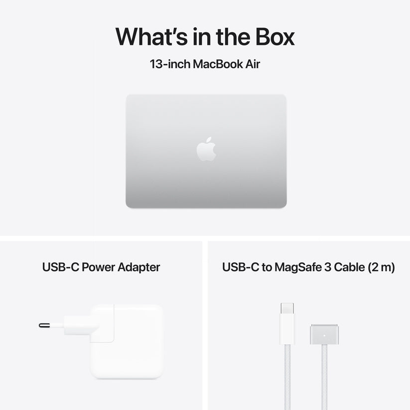 13-инчов MacBook Air: Apple M4 чип с 10-ядрен CPU и 10-ядрен GPU, 256GB SSD, 24GB RAM, International English - Silver CTO