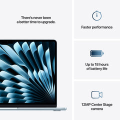 13-инчов MacBook Air: Apple M4 чип с 10-ядрен CPU и 10-ядрен GPU, 2TB SSD, 16GB RAM, German - Sky Blue CTO