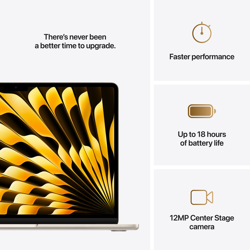 13-inch MacBook Air: Apple M4 chip with 10-core CPU and 8-core GPU, 256GB SSD - Starlight - iSTYLE BG