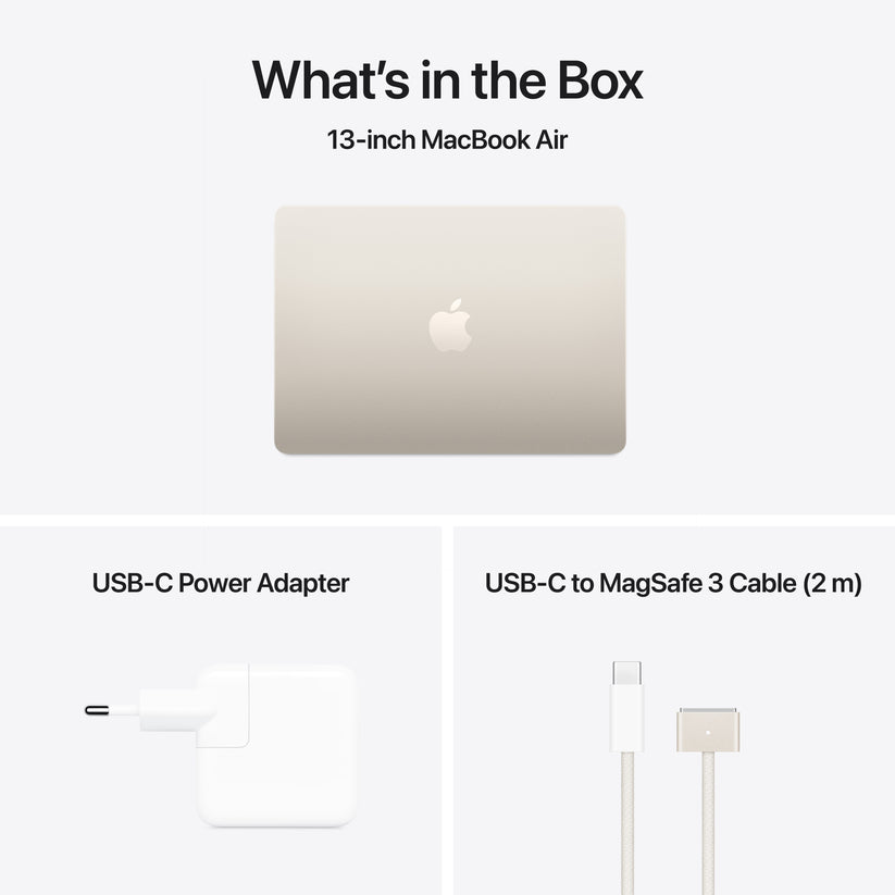 13-inch MacBook Air: Apple M4 chip with 10-core CPU and 8-core GPU, 256GB SSD - Starlight - iSTYLE BG