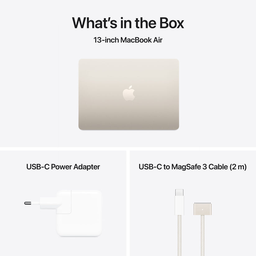13-инчов MacBook Air: Apple M4 чип с 10-ядрен CPU и 10-ядрен GPU, 256GB SSD, 32GB RAM, Български (БДС) - Starlight CTO