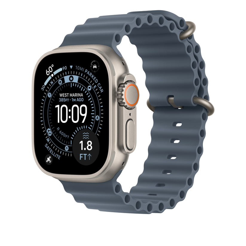49mm Anchor Blue Ocean Band Extension - Natural Titanium Finish - iSTYLE BG