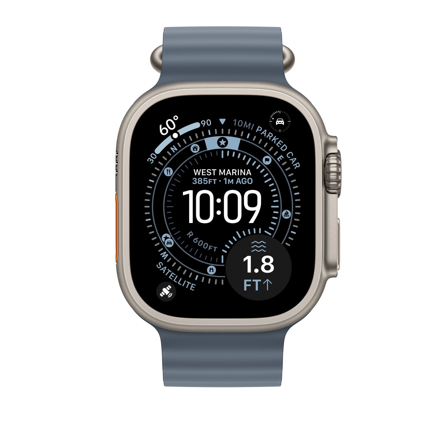 49mm Anchor Blue Ocean Band Extension - Natural Titanium Finish - iSTYLE BG