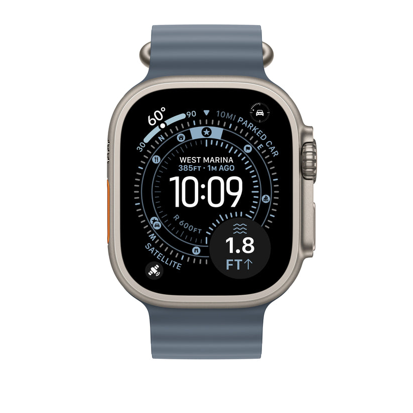 49mm Anchor Blue Ocean Band Extension - Natural Titanium Finish - iSTYLE BG