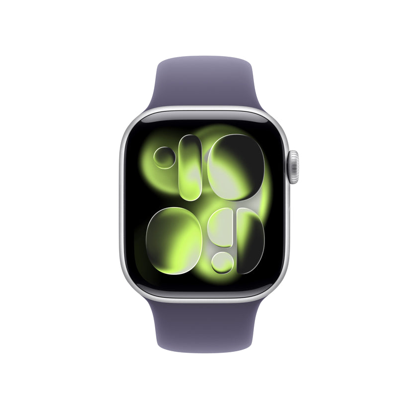 Apple Watch Series 11 GPS + Cellular 42mm Silver Aluminium Case with Purple Fog Sport Band - S/M - iSTYLE BG