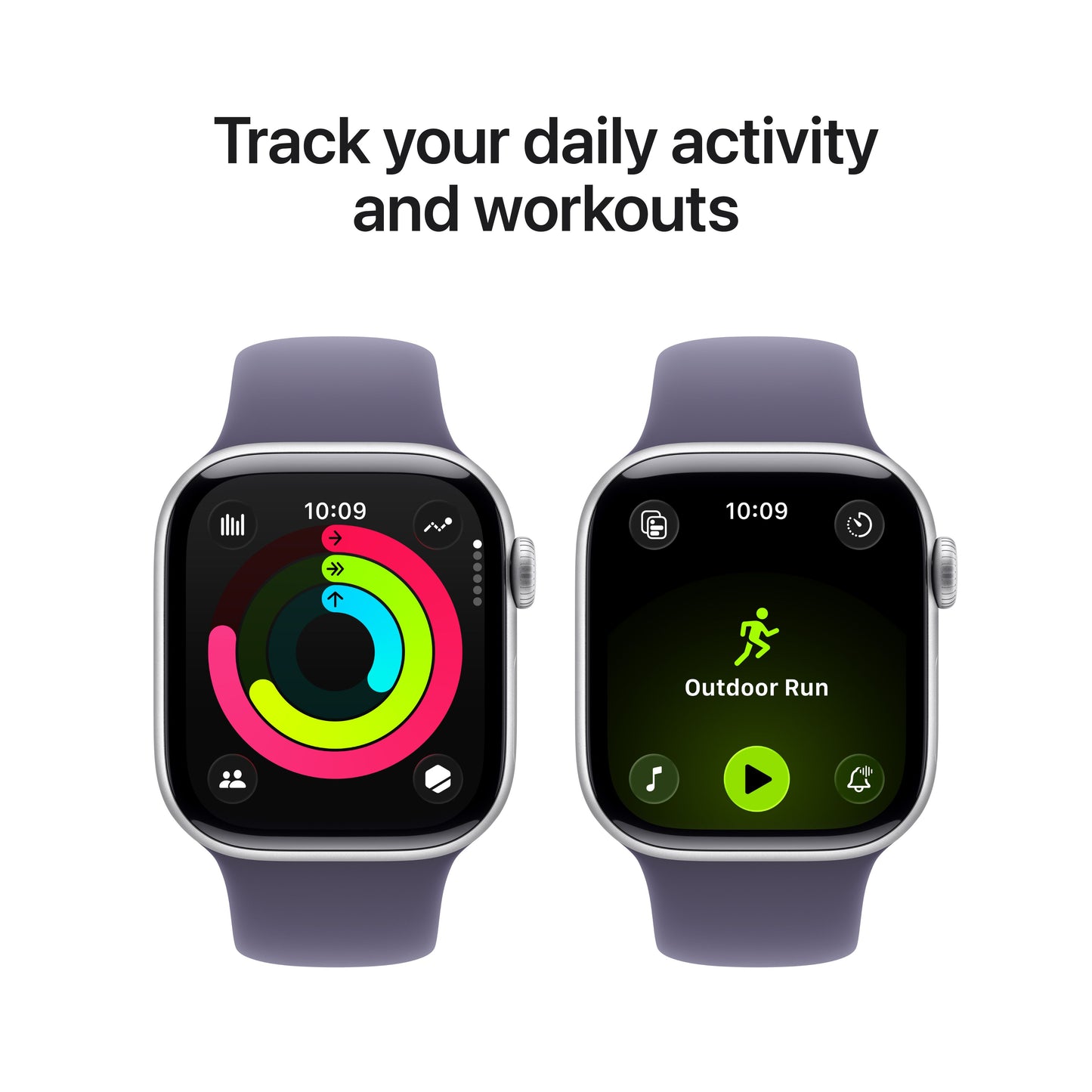 Apple Watch Series 11 GPS + Cellular 42mm Silver Aluminium Case with Purple Fog Sport Band - S/M - iSTYLE BG