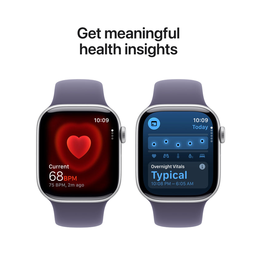 Apple Watch Series 11 GPS + Cellular 42mm Silver Aluminium Case with Purple Fog Sport Band - S/M - iSTYLE BG