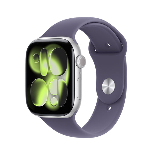 Apple Watch Series 11 GPS 46mm Silver Aluminium Case with Purple Fog Sport Band - M/L - iSTYLE BG