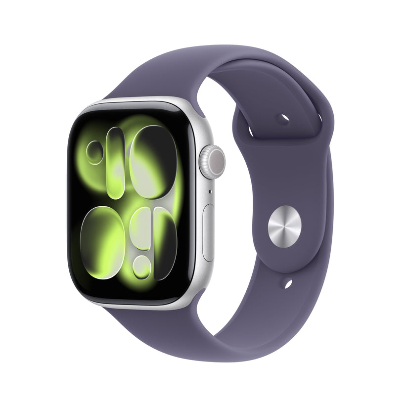 Apple Watch Series 11 GPS + Cellular 46mm Silver Aluminium Case with Purple Fog Sport Band - S/M - iSTYLE BG