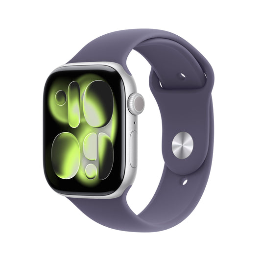 Apple Watch Series 11 GPS + Cellular 46mm Silver Aluminium Case with Purple Fog Sport Band - S/M - iSTYLE BG