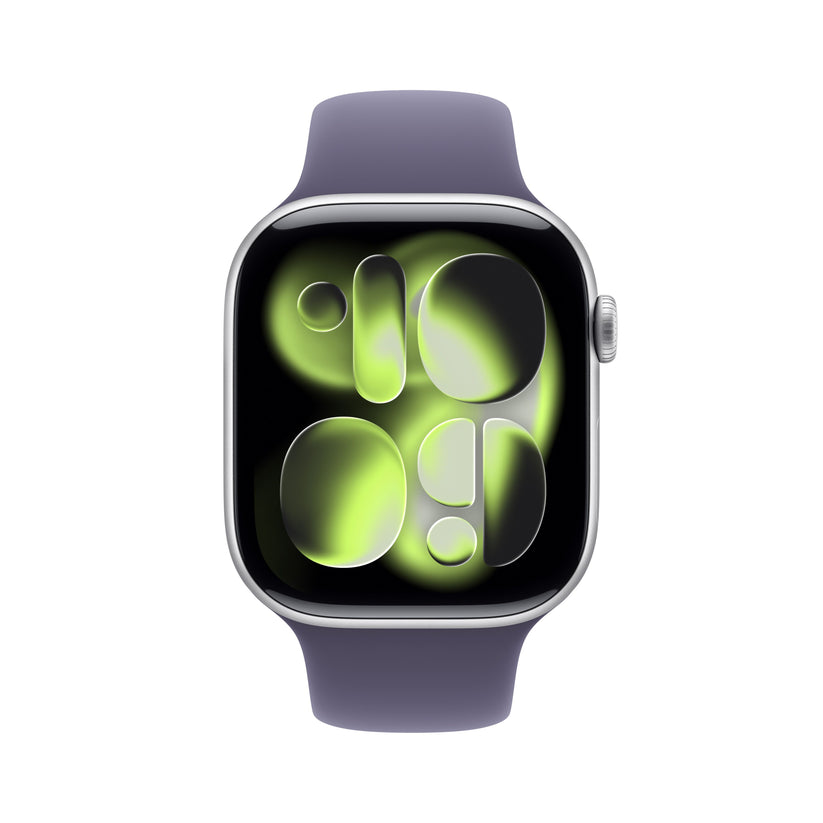 Apple Watch Series 11 GPS + Cellular 46mm Silver Aluminium Case with Purple Fog Sport Band - S/M - iSTYLE BG