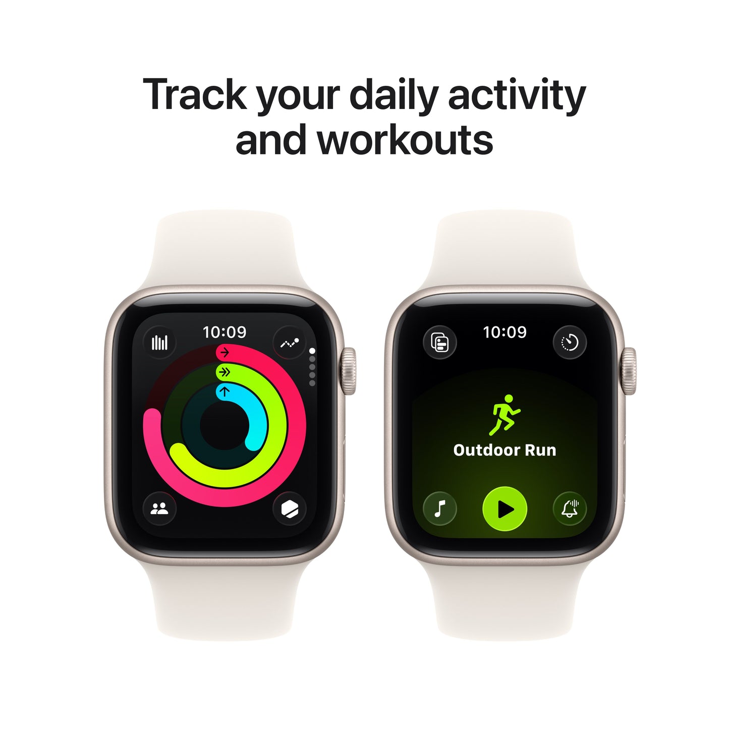 Apple Watch SE 3 GPS + Cellular 44mm Starlight Aluminium Case with Starlight Sport Band - M/L - iSTYLE BG