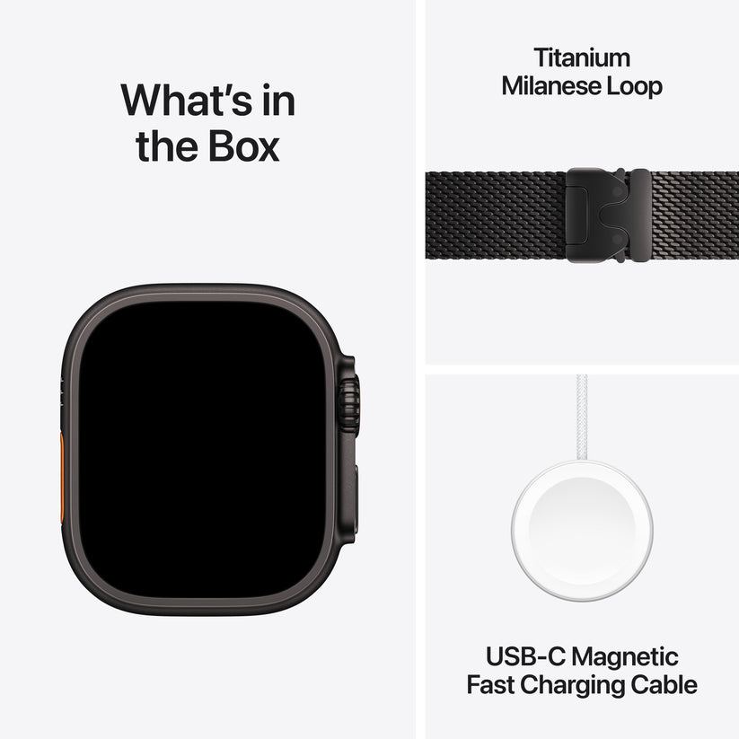 Apple Watch Ultra 3 GPS + Cellular 49mm Black Titanium Case with Black Titanium Milanese Loop - Small - iSTYLE BG