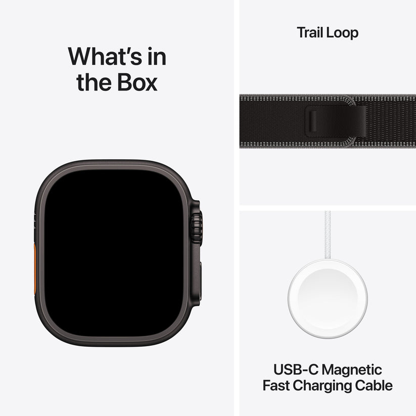 Apple Watch Ultra 3 GPS + Cellular 49mm Black Titanium Case with Black/Charcoal Trail Loop - S/M - iSTYLE BG