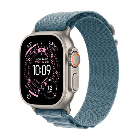 Apple Watch Ultra 3 GPS + Cellular 49mm Natural Titanium Case with Light Blue Alpine Loop - Medium - iSTYLE BG