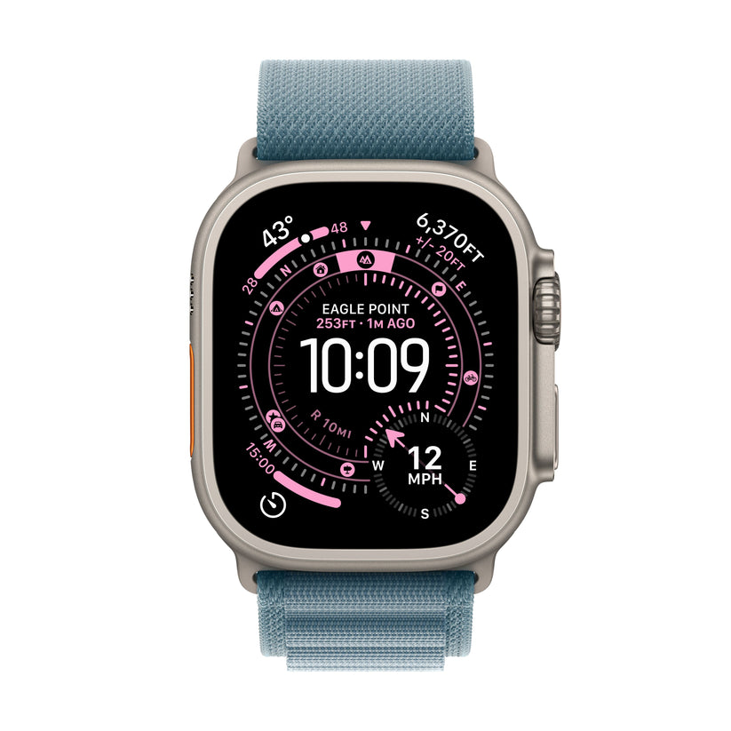 Apple Watch Ultra 3 GPS + Cellular 49mm Natural Titanium Case with Light Blue Alpine Loop - Medium - iSTYLE BG