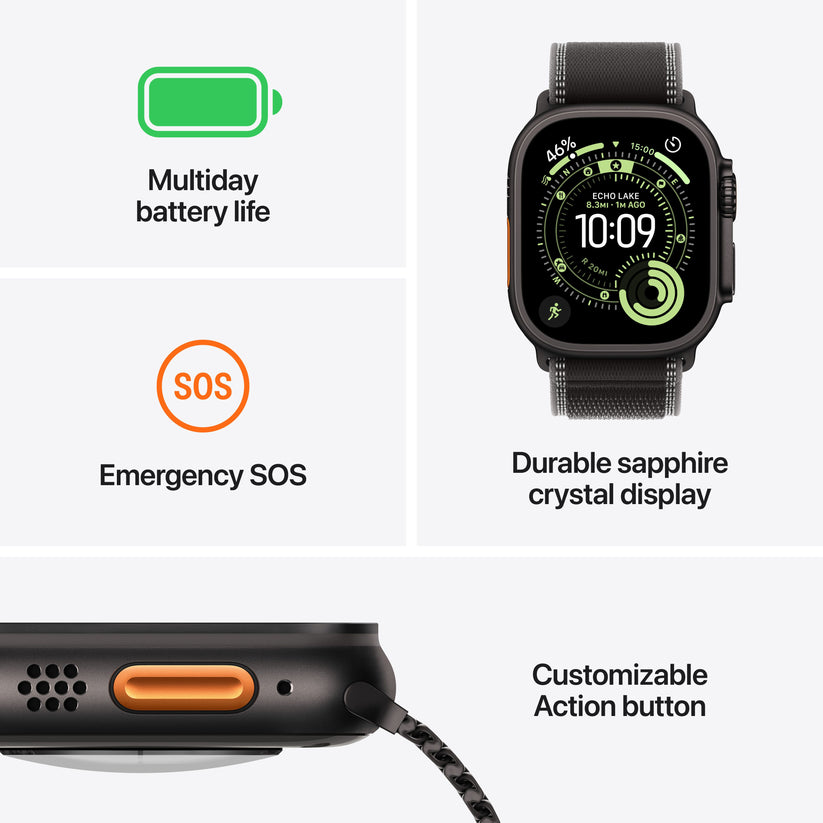 Apple Watch Ultra 3 GPS + Cellular 49mm Natural Titanium Case with Light Blue Alpine Loop - Medium - iSTYLE BG