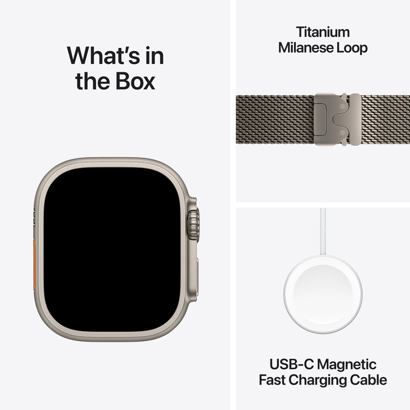 Apple Watch Ultra 3 GPS + Cellular 49mm Natural Titanium Case with Natural Titanium Milanese Loop - Small - iSTYLE BG