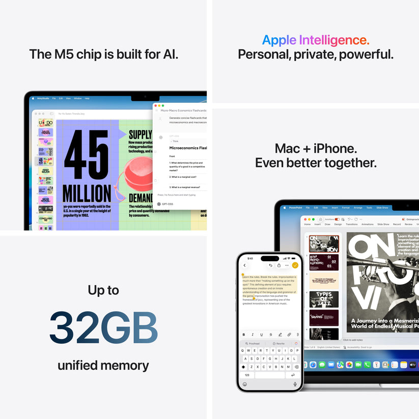 13-inch MacBook Air: Apple M5 chip with 10-core CPU and 10-core GPU, 1TB SSD - Silver - iSTYLE.bg