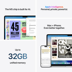 15-inch MacBook Air: Apple M5 chip with 10-core CPU and 10-core GPU, 512GB SSD - Midnight - iSTYLE.bg