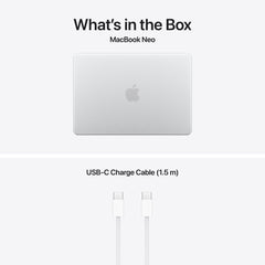 13-inch MacBook Neo: Apple A18 Pro chip with 6‑core CPU and 5‑core GPU, Magic Keyboard, 256GB SSD - Silver - iSTYLE.bg