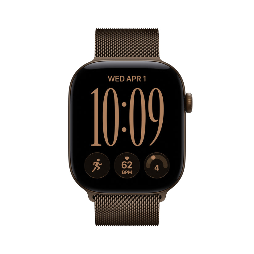 Apple Watch Series 12 GPS + Cellular 46mm Dark Bronze Aluminium Case with Dark Bronze Milanese Loop - S/M - iSTYLE.bg