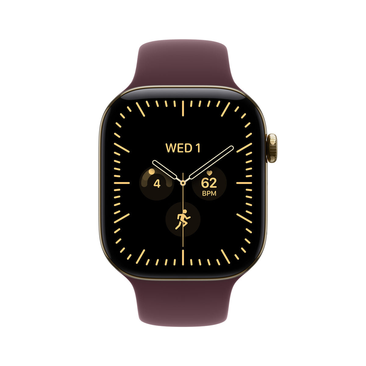 Apple Watch Series 12 GPS + Cellular 46mm Radiant Gold Titanium Case with Burgundy Sport Band - M/L - iSTYLE.bg
