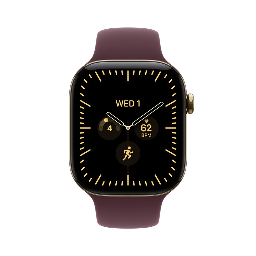Apple Watch Series 12 GPS + Cellular 46mm Radiant Gold Titanium Case with Burgundy Sport Band - M/L - iSTYLE.bg