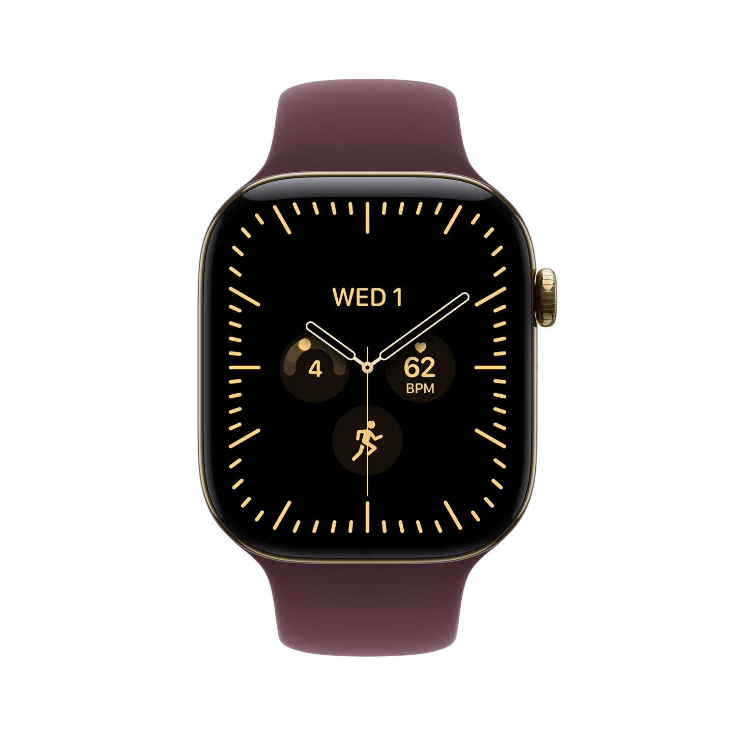 Apple Watch Series 12 GPS + Cellular 46mm Radiant Gold Titanium Case with Burgundy Sport Band - S/M - iSTYLE.bg
