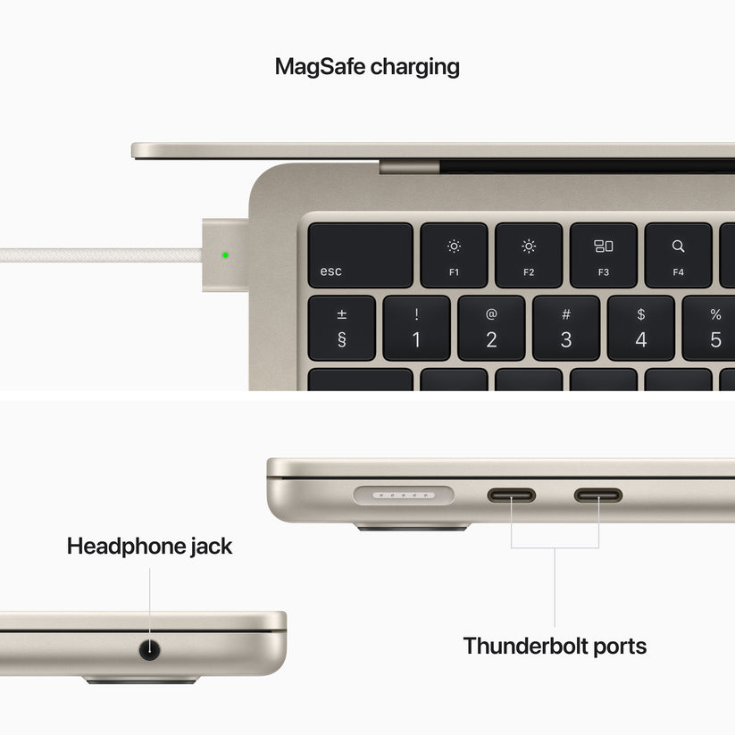 13-inch MacBook Air: Apple M2 chip with 8‑core CPU and 8‑core GPU, 256GB SSD - Starlight - iSTYLE BG