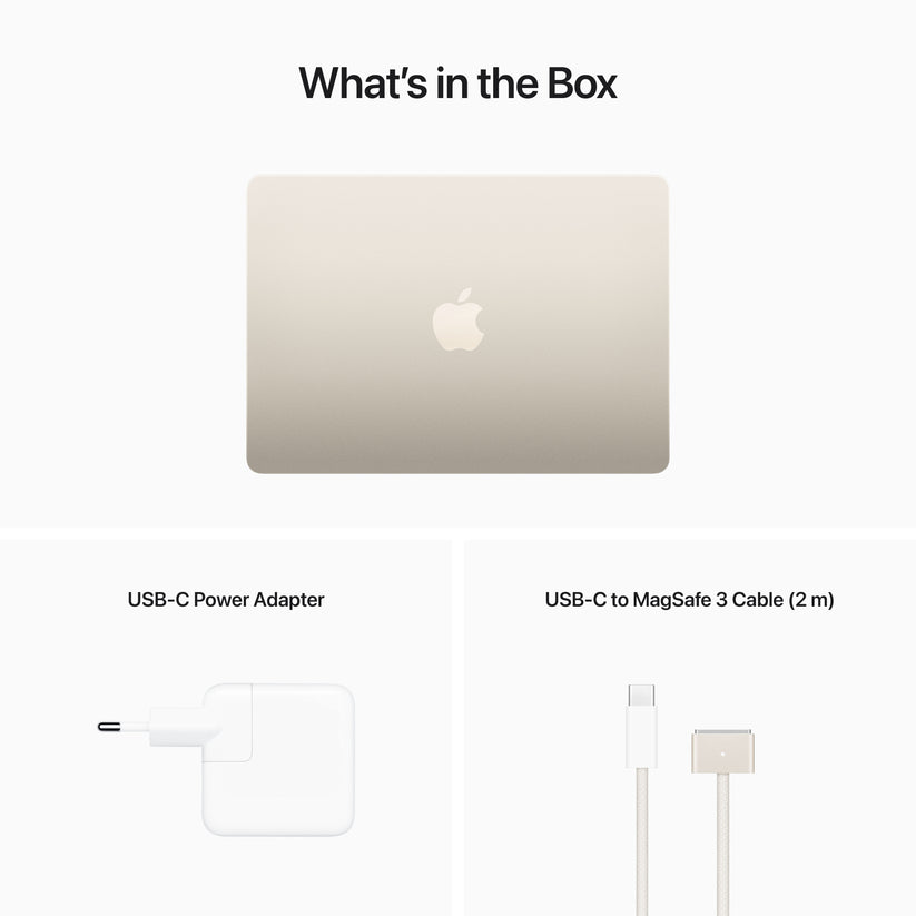 13-inch MacBook Air: Apple M2 chip with 8‑core CPU and 8‑core GPU, 256GB SSD - Starlight - iSTYLE BG