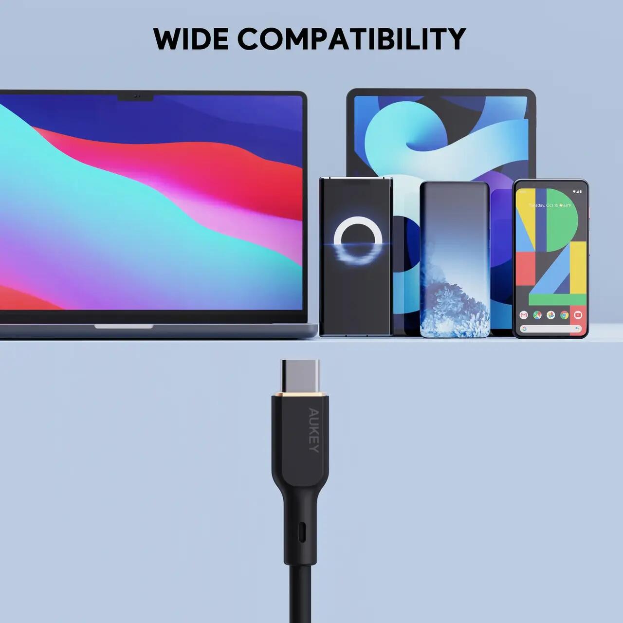 AUKEY Circlet Blink 100W Silicone USB-C to USB-C Cable 1.8m Black