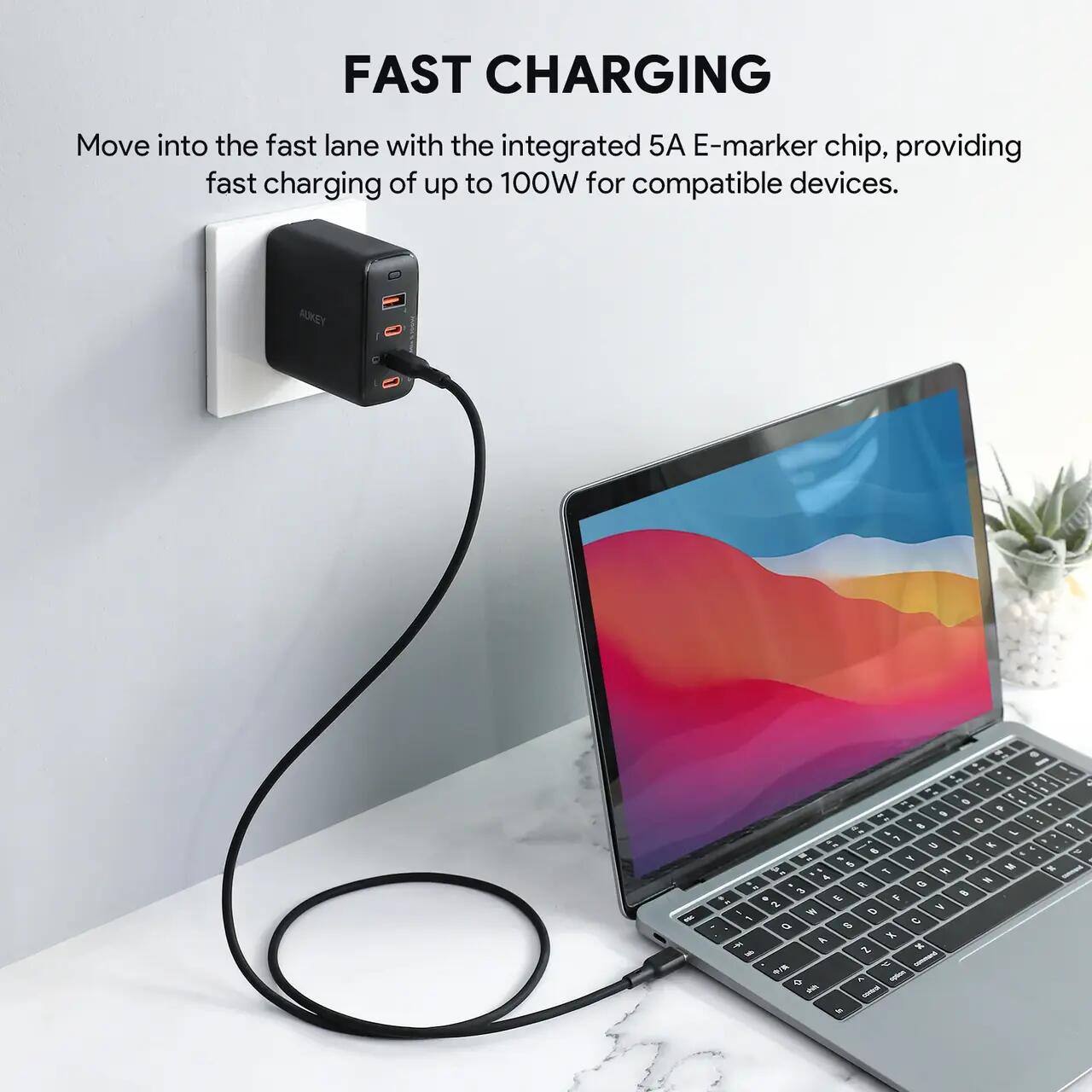 AUKEY Circlet Blink 100W Silicone USB-C to USB-C Cable 1.8m Black