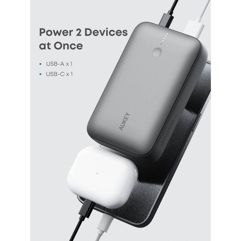 AUKEY PB-Y57 20000mAh 22.5W 1A1C with C-C30CM data cable Storm Gray - iSTYLE BG