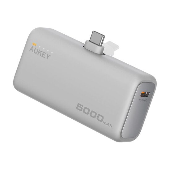 AUKEY Spark Mini 22.5W 5000mAh PD Power Bank With Built-in USB C Port Frost White - iSTYLE BG
