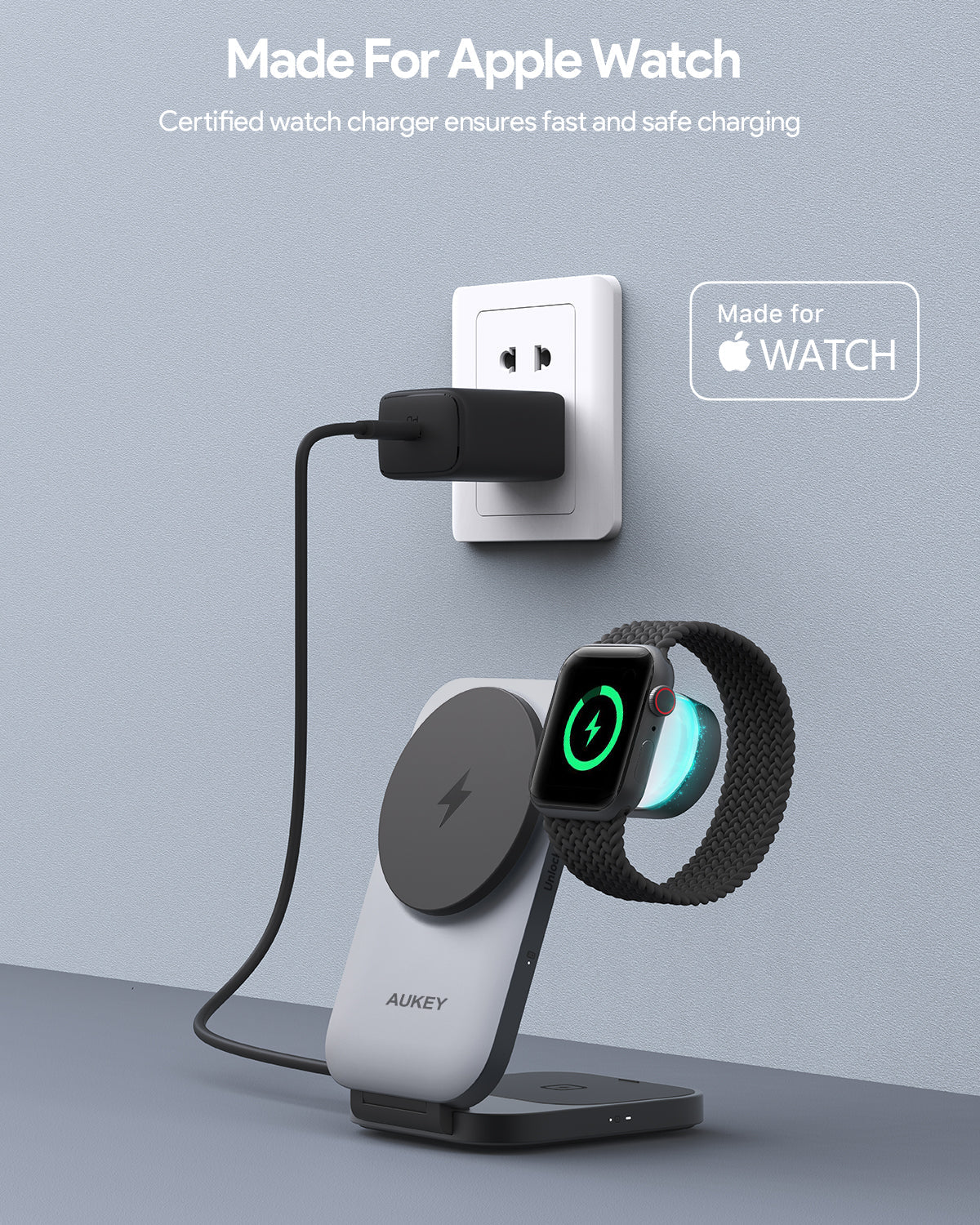 Зарядна станция от AUKEY MagFusion Z Qi2 3 в 1