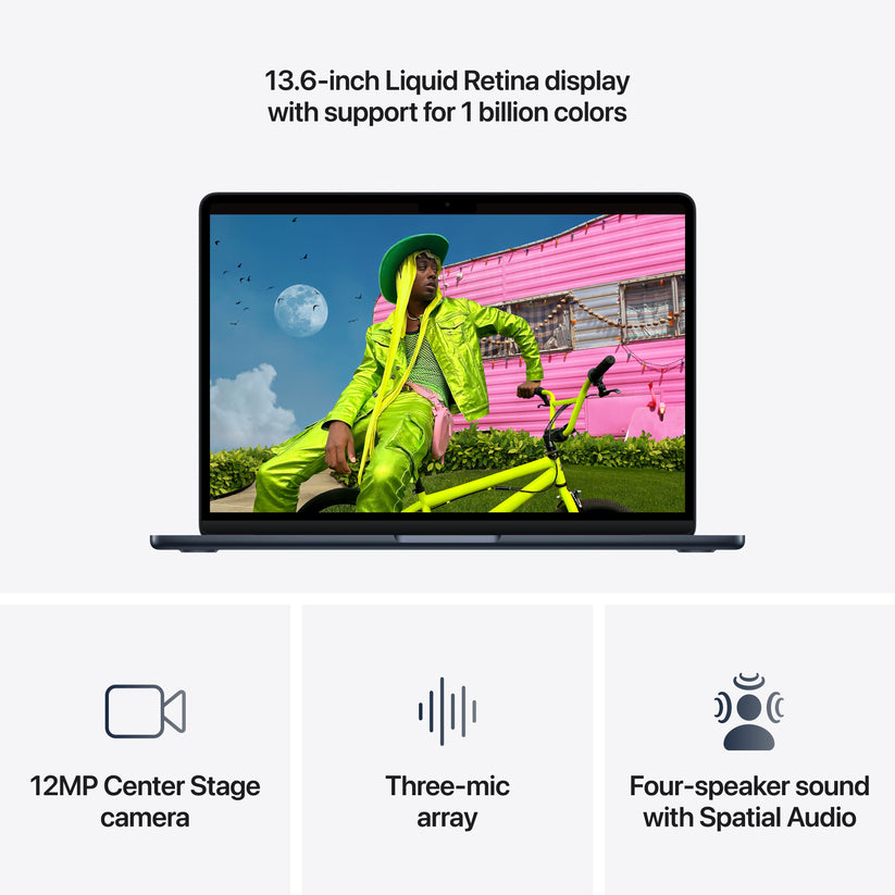 13-инчов MacBook Air:Apple M5 чип с 10-ядрен CPU и 10-ядрен GPU, 512GB SSD, 24GB RAM, International English - Midnight CTO - iSTYLE.bg