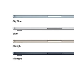 15-инчов MacBook Air:Apple M5 чип с 10-ядрен CPU и 10-ядрен GPU, 512GB SSD, 24GB RAM, International English - Midnight CTO