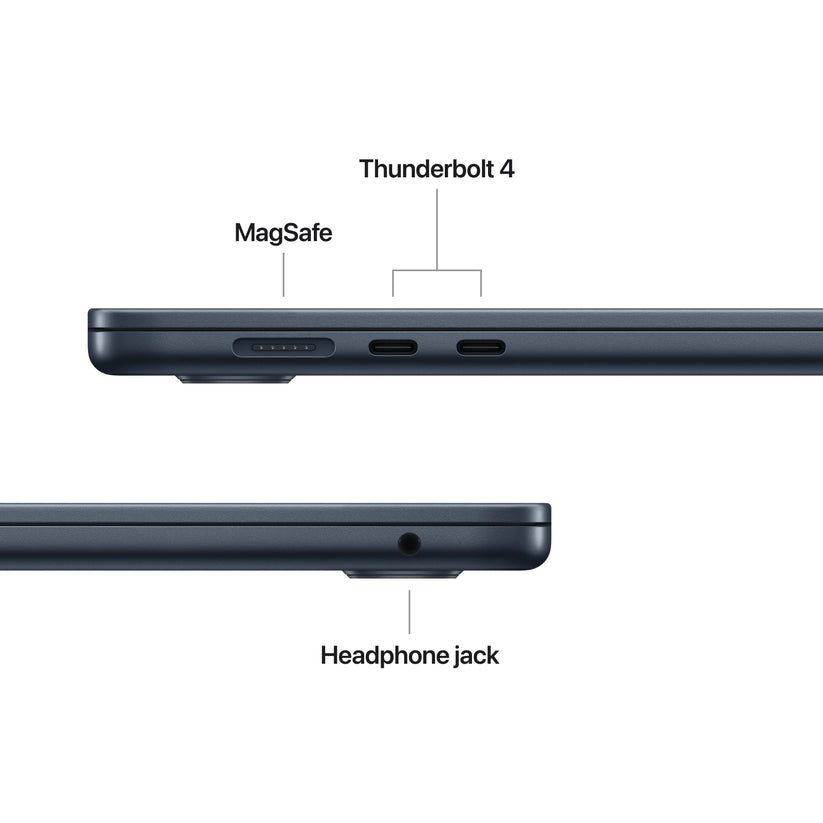 15-инчов MacBook Air:Apple M5 чип с 10-ядрен CPU и 10-ядрен GPU, 2TB SSD, 32GB RAM, International English - Midnight CTO