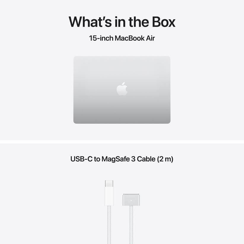 15-инчов MacBook Air:Apple M5 чип с 10-ядрен CPU и 10-ядрен GPU, 1TB SSD, 32GB RAM, International English - Silver CTO - iSTYLE.bg