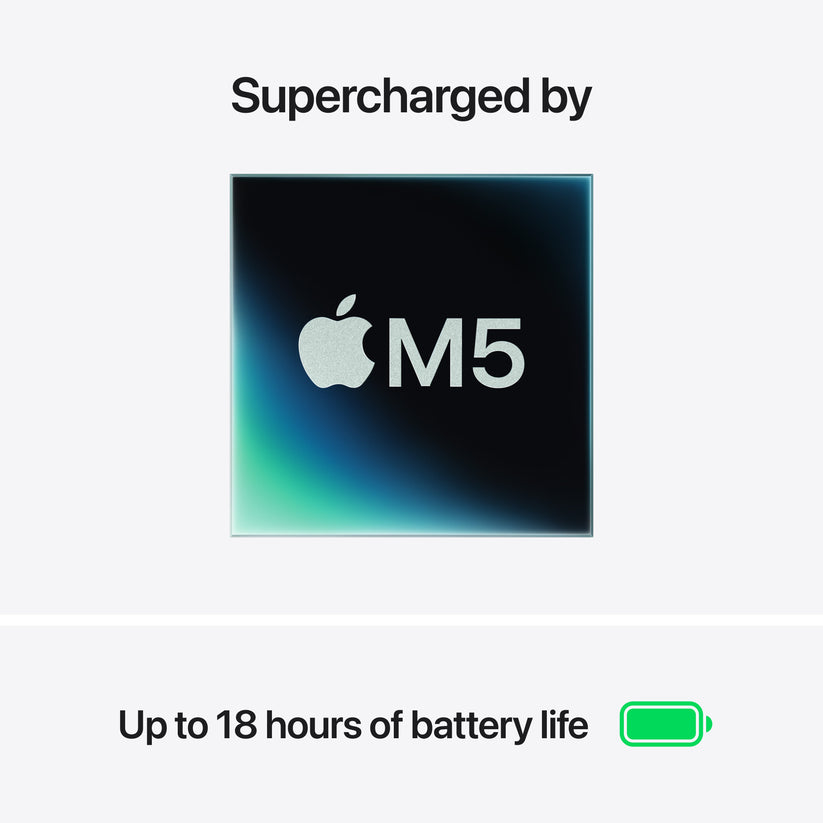 15-инчов MacBook Air:Apple M5 чип с 10-ядрен CPU и 10-ядрен GPU, 2TB SSD, 16GB RAM, International English - Starlight CTO