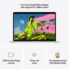 15-инчов MacBook Air:Apple M5 чип с 10-ядрен CPU и 10-ядрен GPU, 2TB SSD, 16GB RAM, International English - Starlight CTO