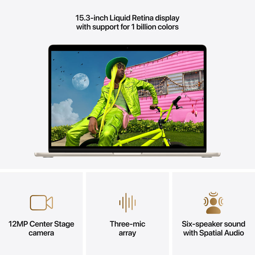 15-инчов MacBook Air:Apple M5 чип с 10-ядрен CPU и 10-ядрен GPU, 2TB SSD, 16GB RAM, International English - Starlight CTO