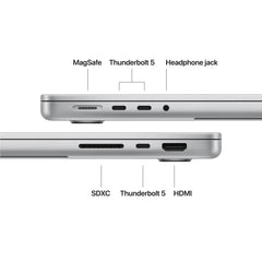 14-инчов MacBook Pro: Apple M5 Max chip 18-ядрен CPU и 40-ядрен GPU, 2TB SSD, 64GB RAM, Български език (БДС) - Silver CTO