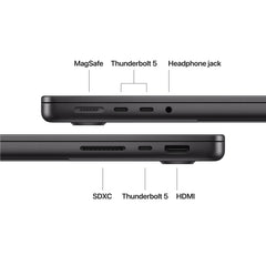 14-инчов MacBook Pro: Apple M5 Pro чип с 15-ядрен CPU и 16-ядрен GPU, 1TB SSD, 48GB RAM, International English - Space Black CTO
