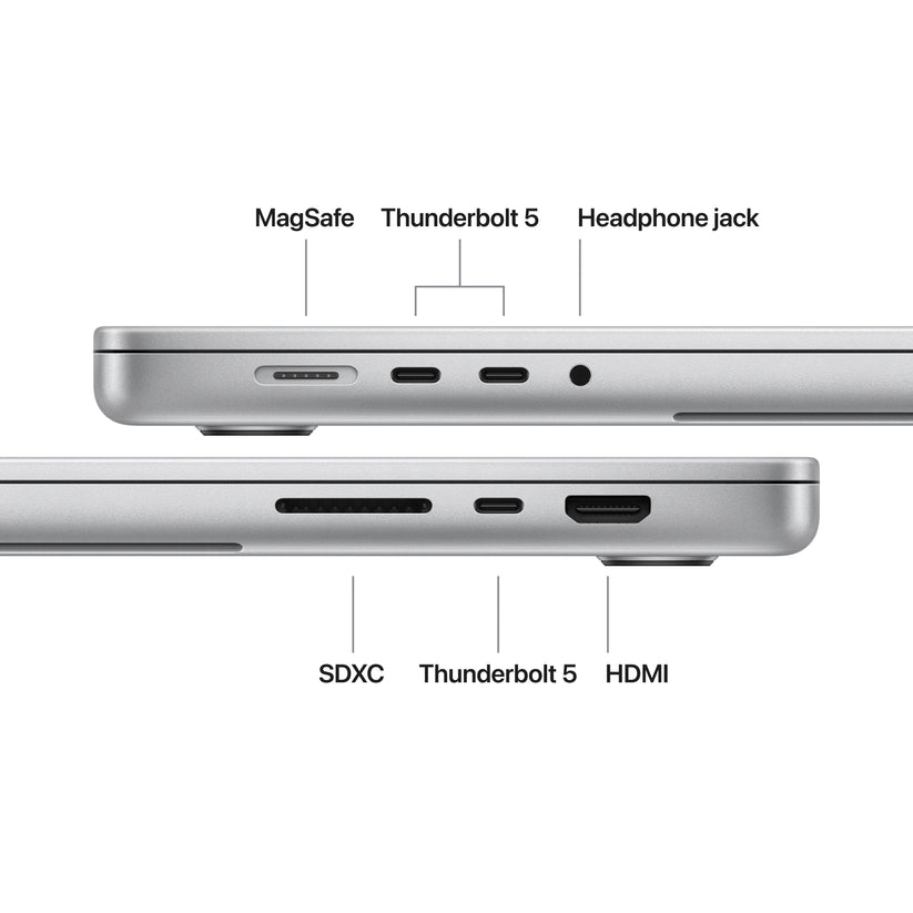 16-инчов MacBook Pro: Apple M5 Pro чип с 18-ядрен CPU и 20-ядрен GPU, 1TB SSD, 64GB RAM, Български език (БДС) - Silver CTO