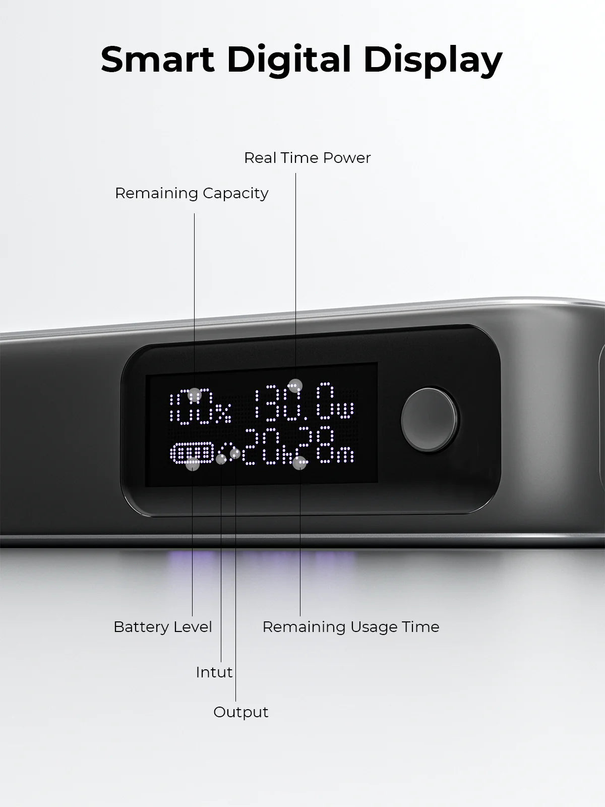 AUKEY Spark Sling 20000 Compact Fast Charging Power Bank with Built-in USB-C Cable Gray