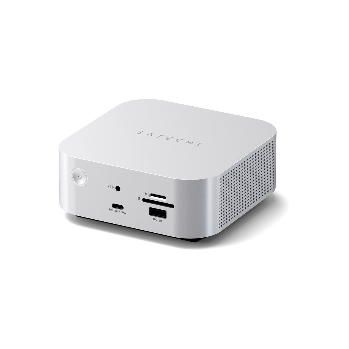 Satechi Thunderbolt 5 докинг станция CubeDock със SSD enclosure, 140W захранване, 2.5Gb Ethernet и SD/microSD четец от Satechi – сребриста
