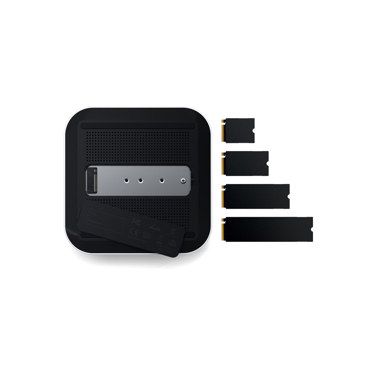 Satechi Thunderbolt 5 докинг станция CubeDock със SSD enclosure, 140W захранване, 2.5Gb Ethernet и SD/microSD четец от Satechi – сребриста